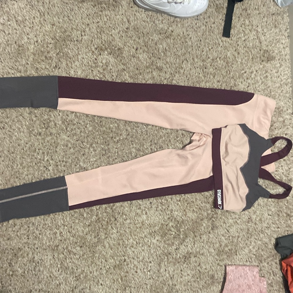 Gymshark Workout Set Sports Bra Leggings Pink Small Activewear Gym Shark Sport